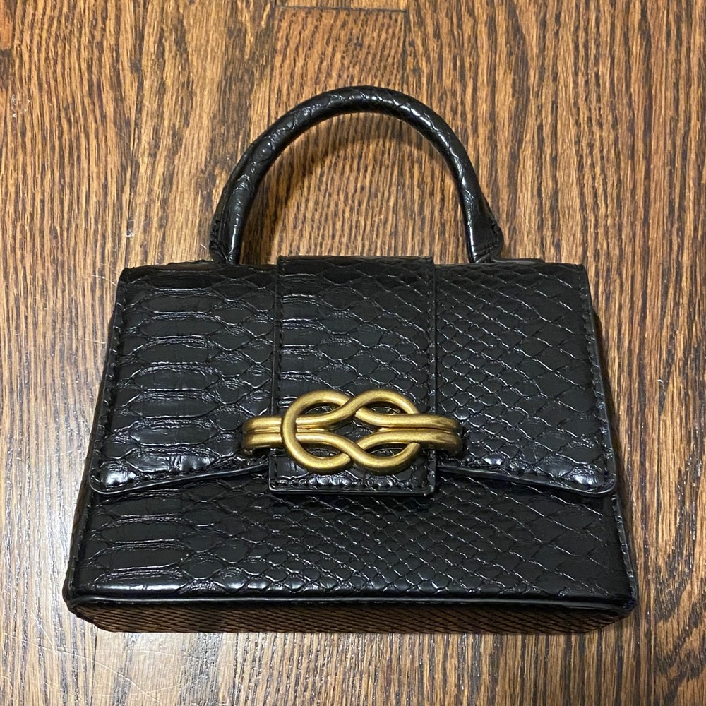 Zara Black Mini Bag with Gold Accent
